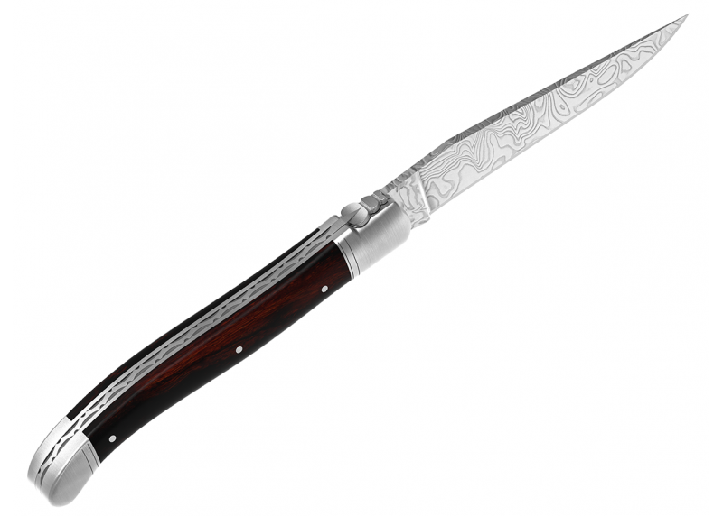 Laguiole knife Damascus edition with ironwood handle and 2 stainless steel bolsters image 4