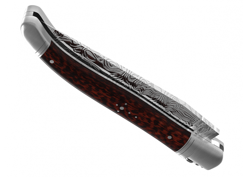 Laguiole knife Damascus edition with amourette wood handle and 2 stainless steel bolsters image 5