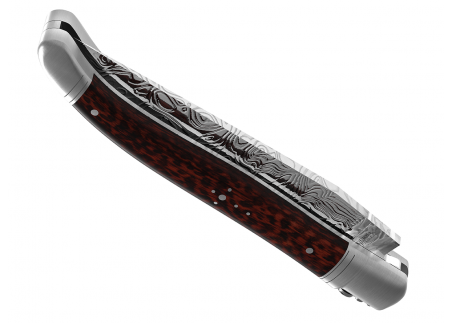 Laguiole knife Damascus edition with amourette wood handle and 2 stainless steel bolsters image 12