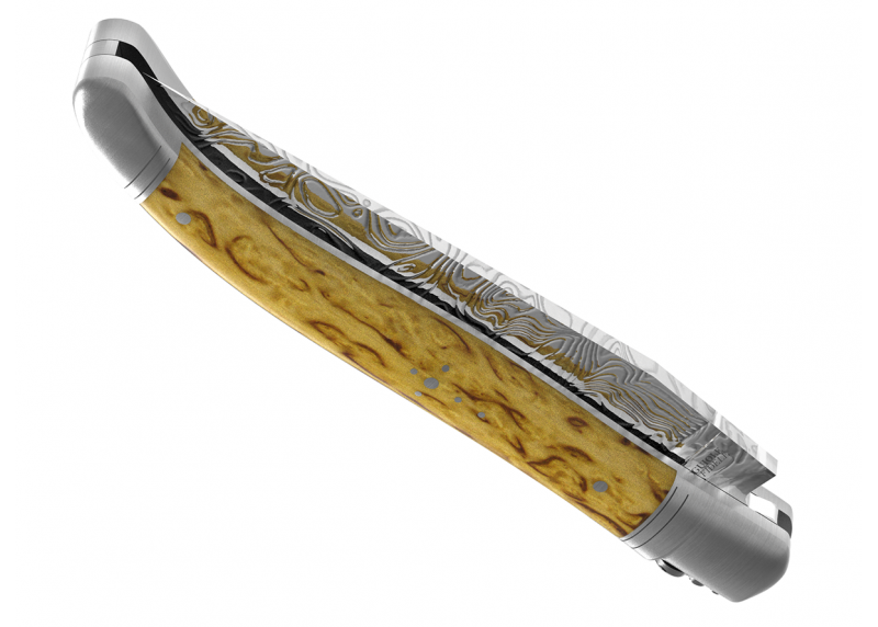Couteau Laguiole collection damas avec un manche en bois de bouleau et 2 mitres en acier inoxydable image 11