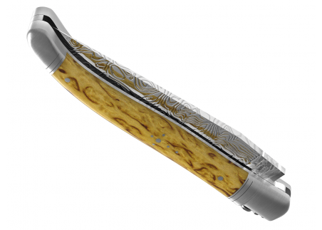 Couteau Laguiole collection damas avec un manche en bois de bouleau et 2 mitres en acier inoxydable image 11