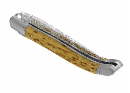 Couteau Laguiole collection damas avec un manche en bois de bouleau et 2 mitres en acier inoxydable image 19