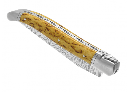 Couteau Laguiole collection damas avec un manche en bois de bouleau et 2 mitres en acier inoxydable image 20