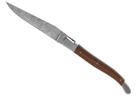 Laguiole knife Damascus edition with bocote wood handle and 2 stainless steel bolsters image 3