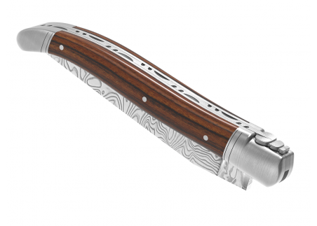 Laguiole knife Damascus edition with bocote wood handle and 2 stainless steel bolsters image 14