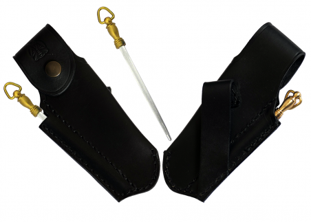 Etui cuir Laguiole noir, avec fusil à affûter image 1