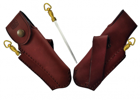 Etui cuir Laguiole marron, avec fusil à affûter image 1