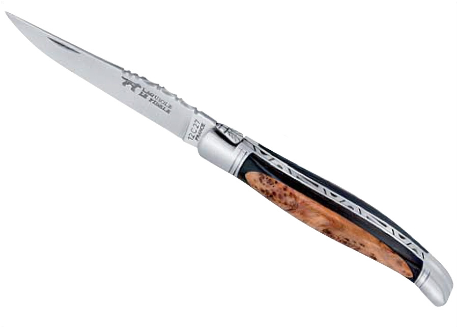 Couteau Laguiole Bombé manche en bois d'ébène et Genévrier