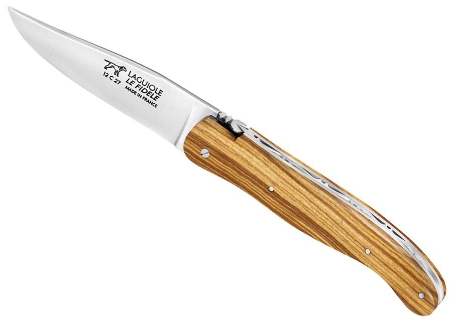 Laguiole de Chasse Forgé, Plein Manche en Bois d'Olivier image 1