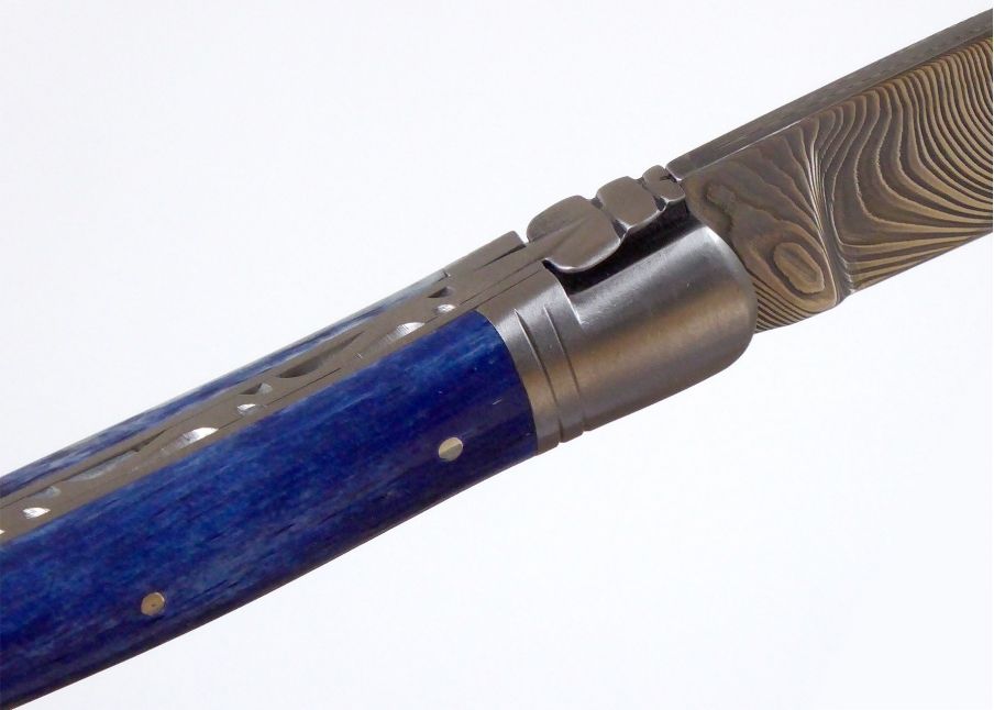 Couteau Laguiole lame Damas Manche en Os de Girafe teinté bleu image 13