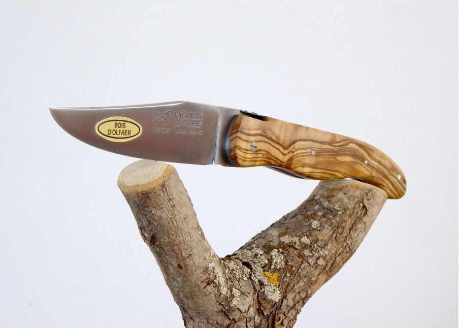 Laguiole Hunting Knife, Forged Spring, Walnut Full Handle GUILLOCHE Pattern  #1