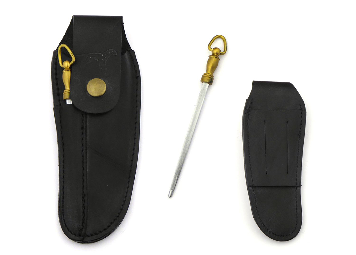 Black belt sheaths leather with blade sharpening rifle